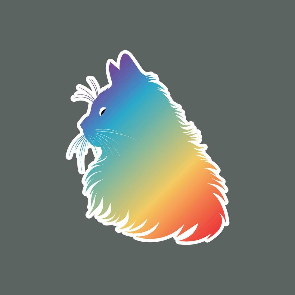 Rainbown of sticker face cat vector