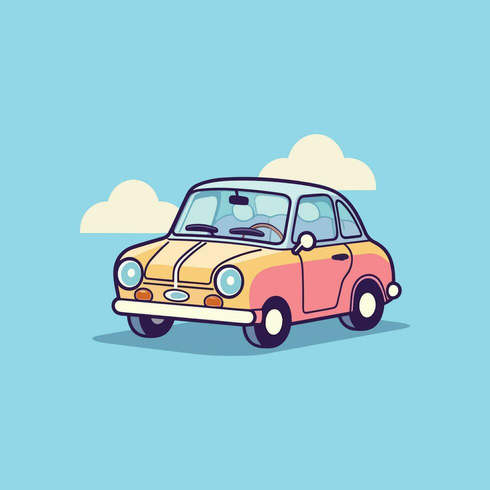 Small car vehicle cute kawaii cartoon vector