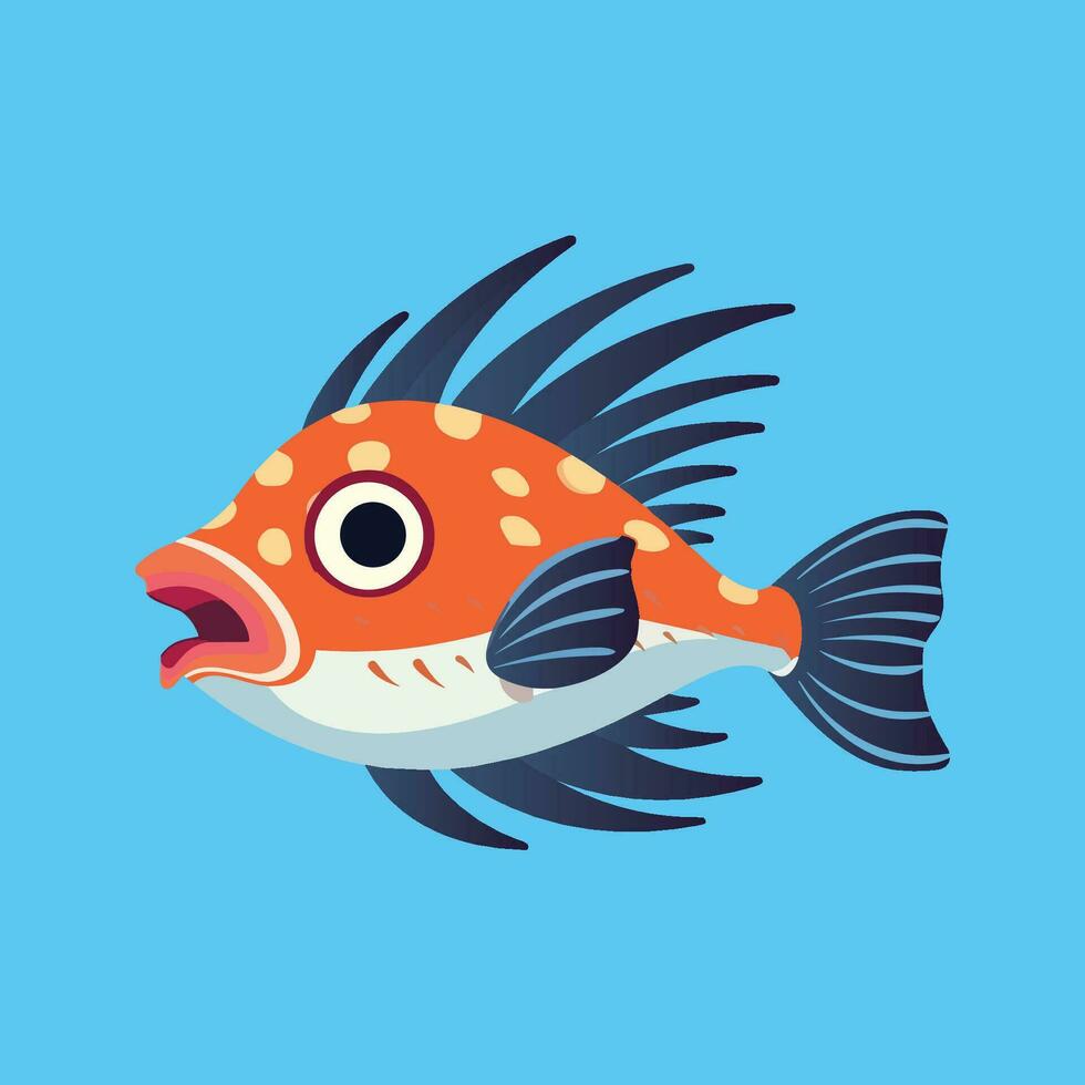 eometric red salmon fish clipart. Marine decor vector