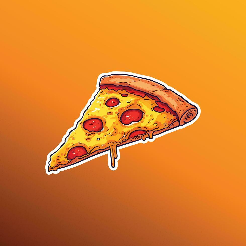 Slice of pizza. Pepperoni pizza on yellow background vector