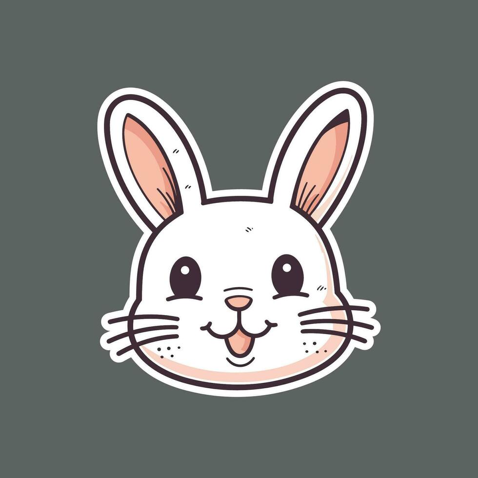 sticker of smiling bunny face vector