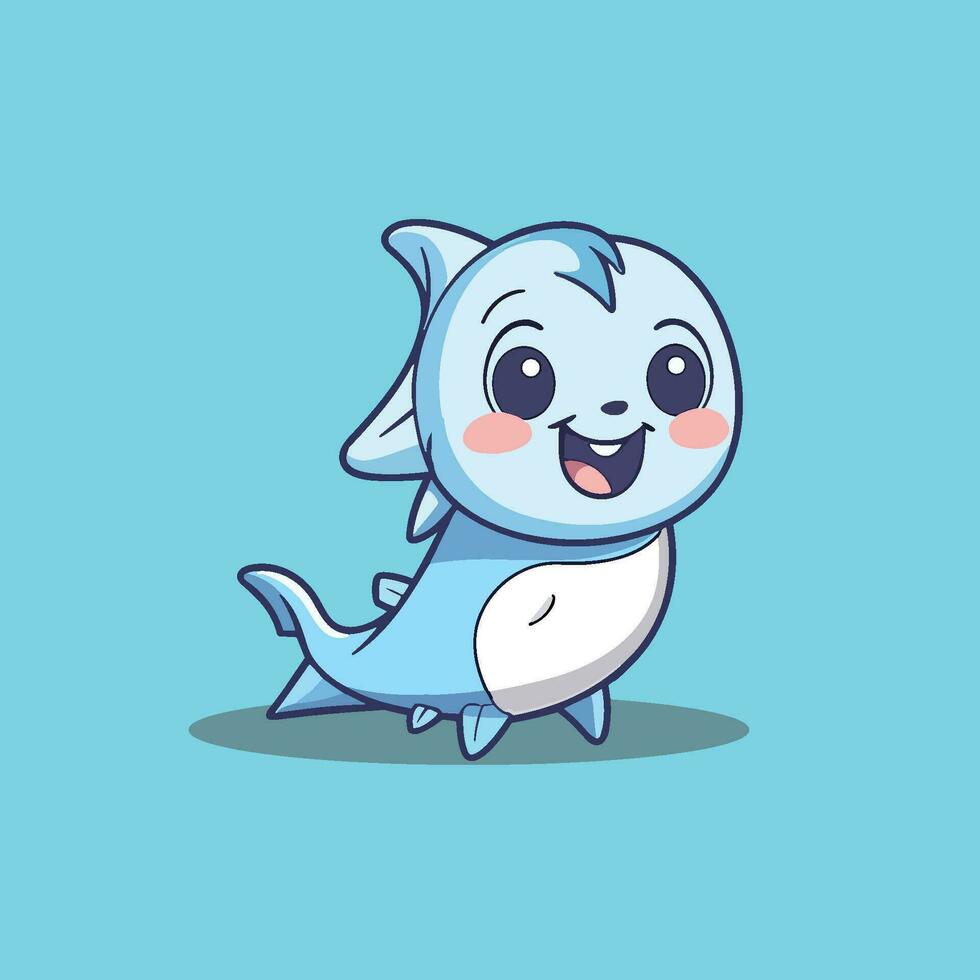 Cute baby shark in cartoon style design vector