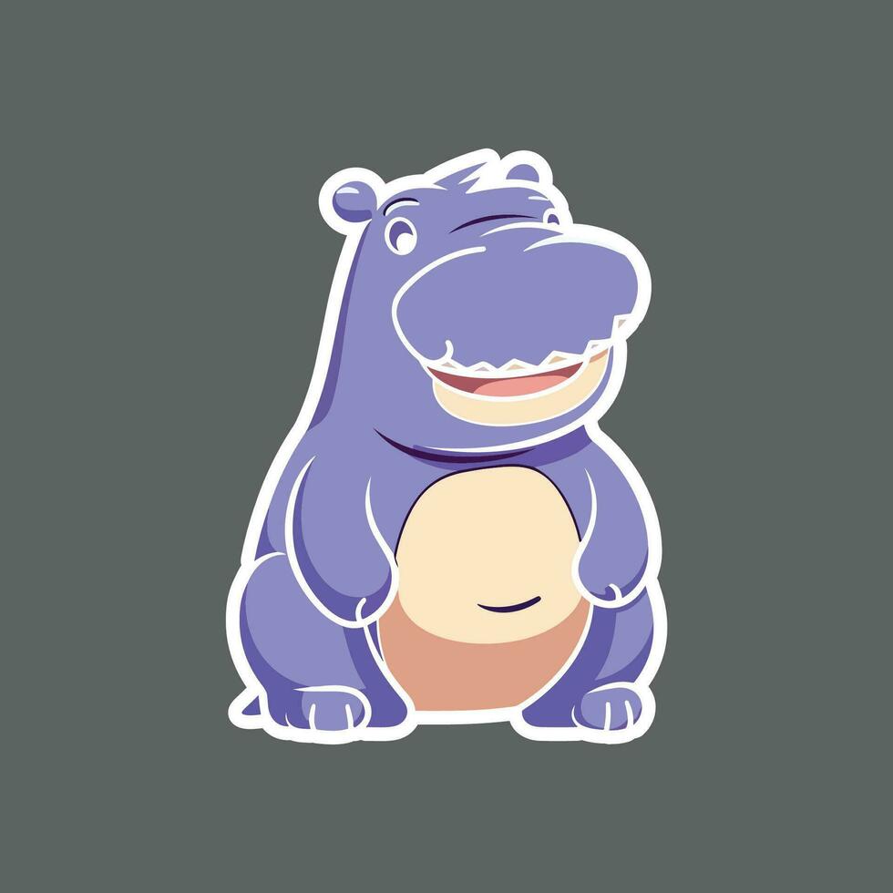 Sticker of purple hippopotamus isolated on grey background vector