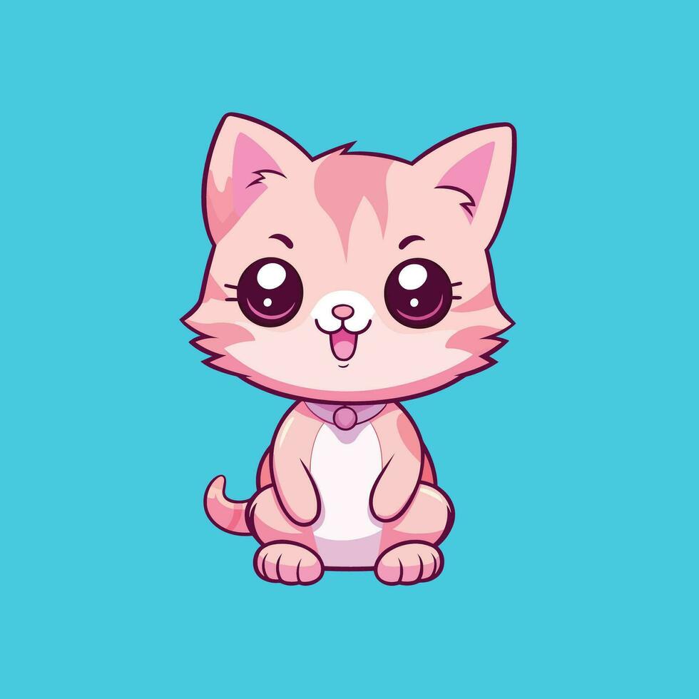 Cute pink cat cartoon vector 25374592 Vector Art at Vecteezy