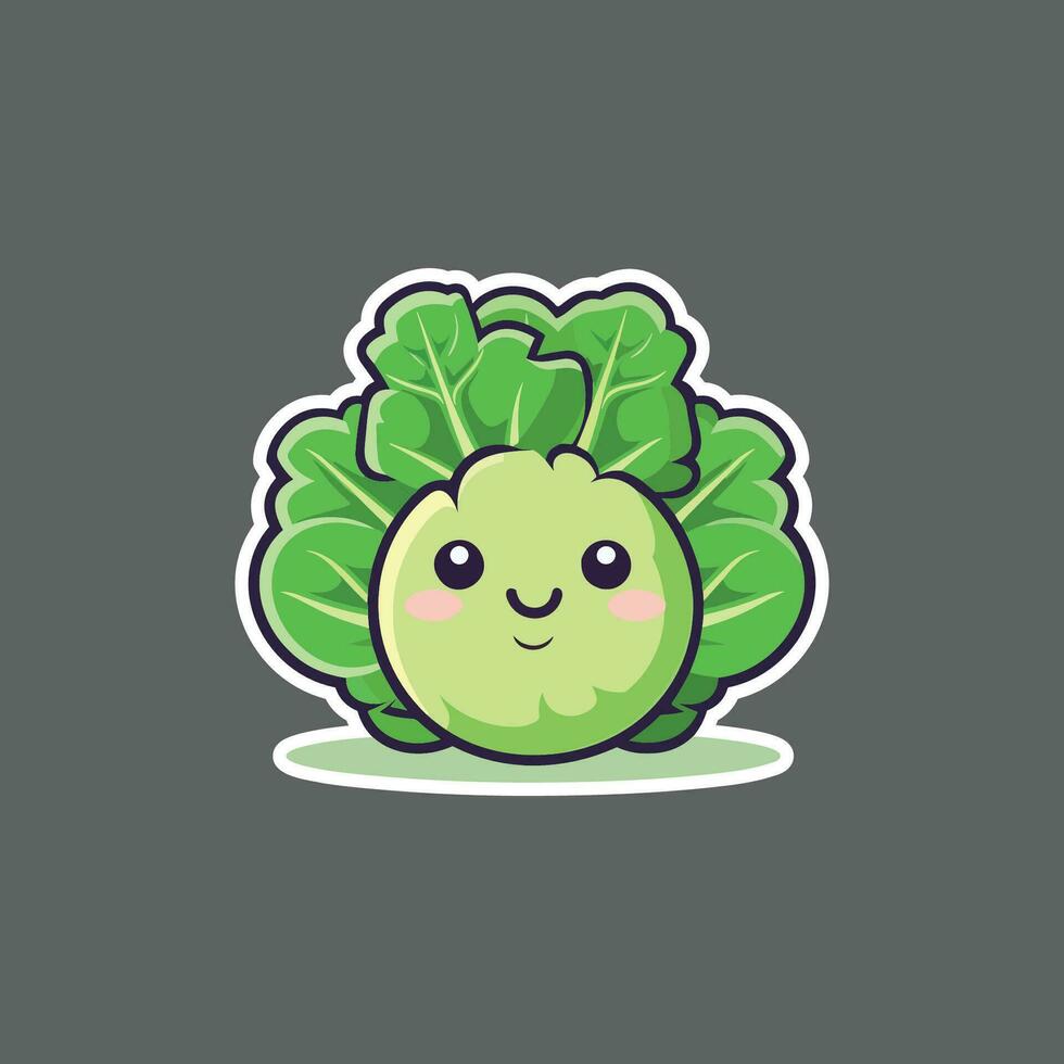 Cabbage Joyful Smile Funny Cute Sticker vector