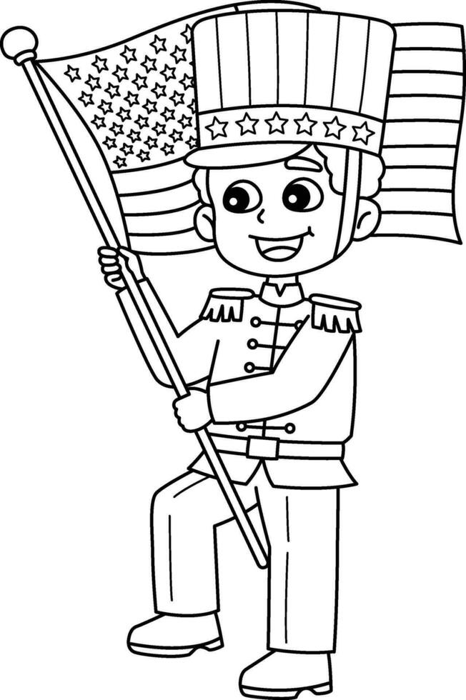 4th of July Boy Holding an American Flag Isolated vector