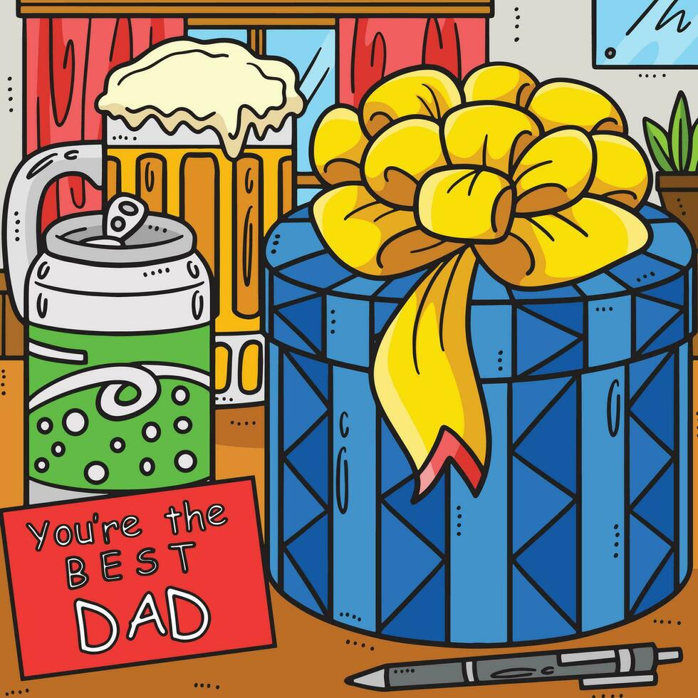 Fathers Day Youre the Best Dad Colored Cartoon vector