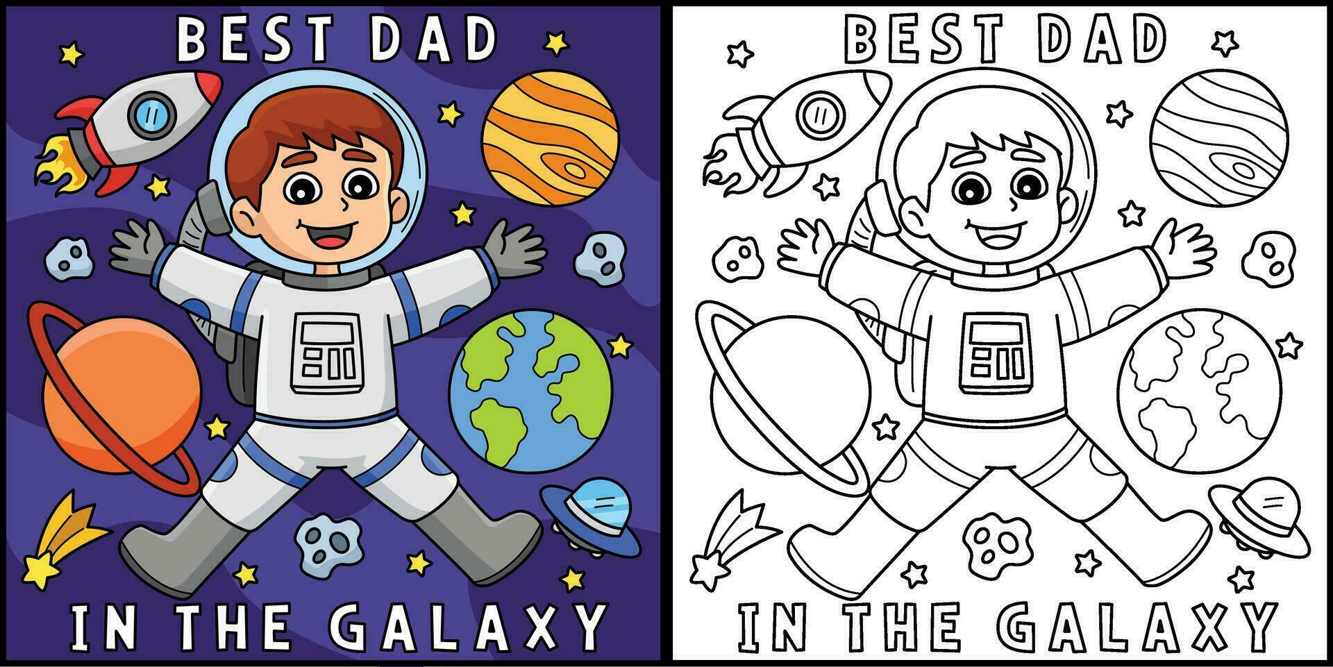 padres día mejor papá en el galaxia ilustración vector