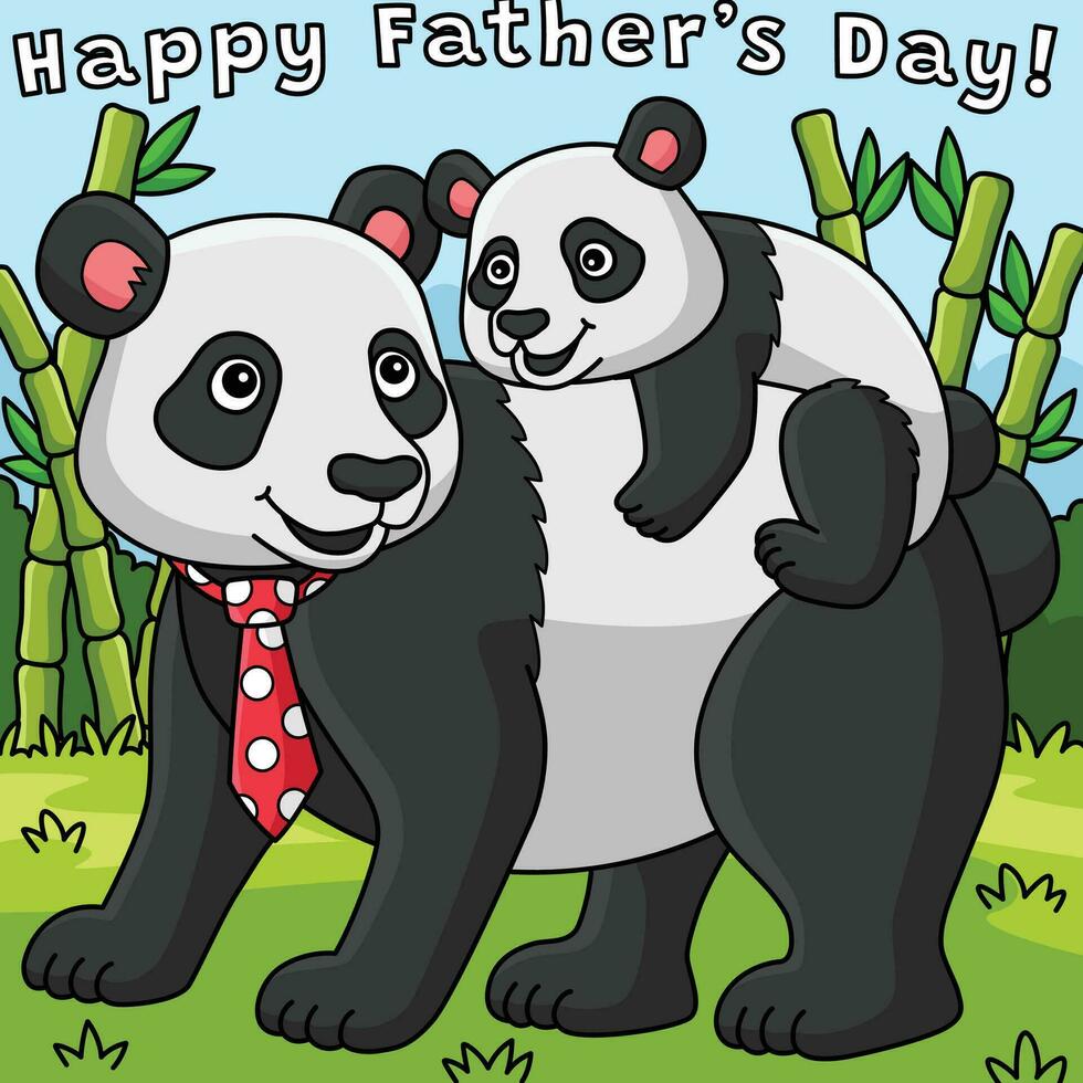 contento padres día panda de colores dibujos animados vector