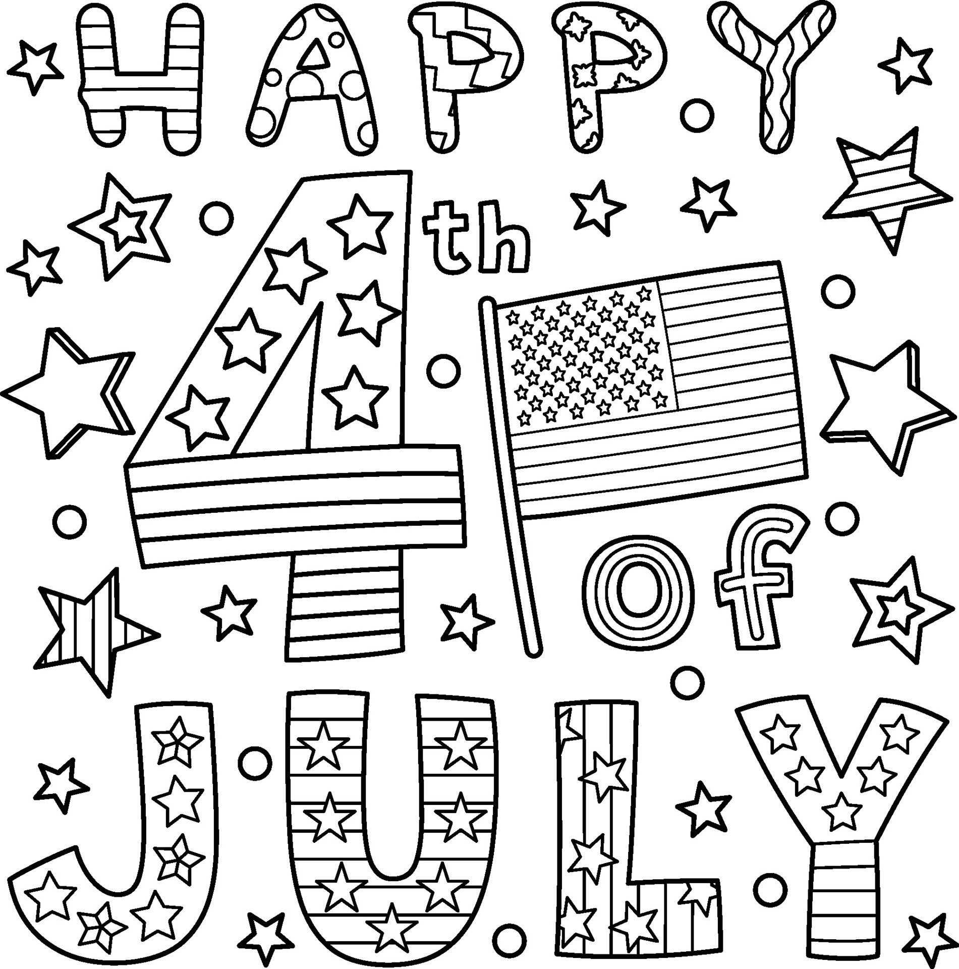 Happy 4th of July Coloring Page for Kids