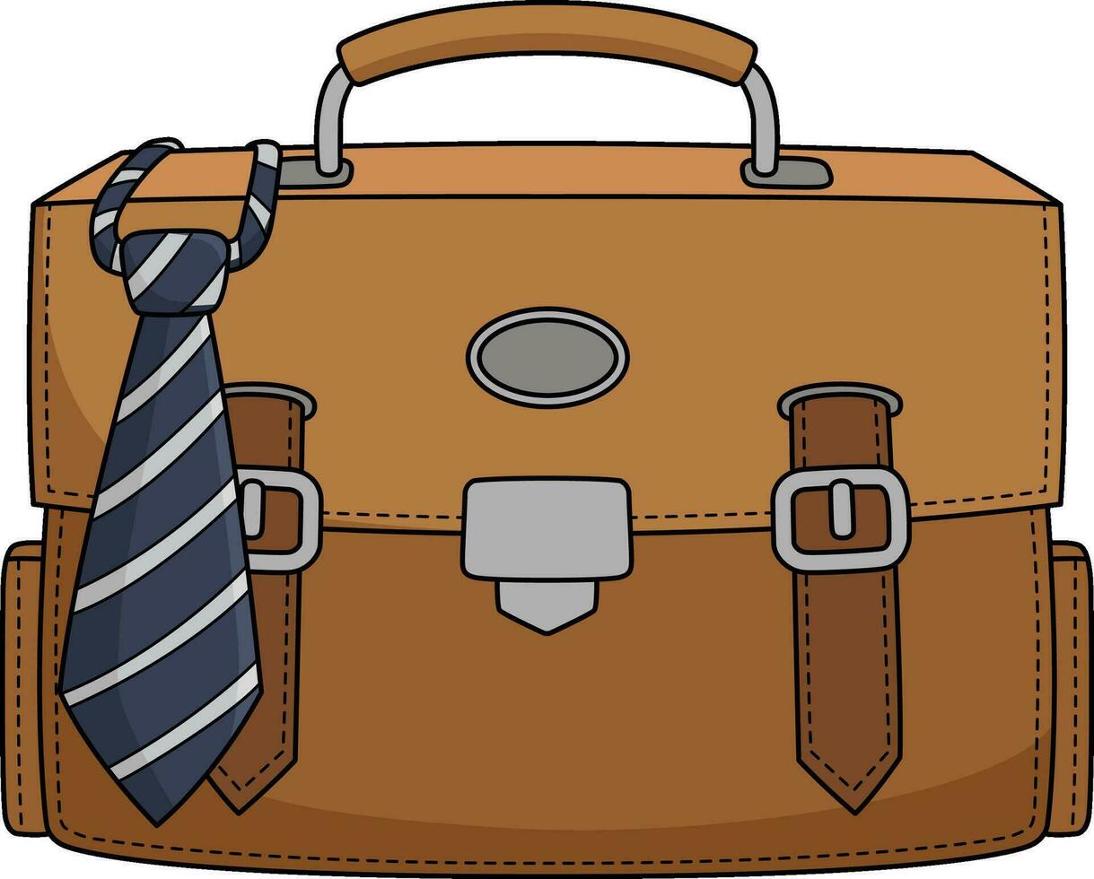 Briefcase with Tie Cartoon Colored Clipart vector