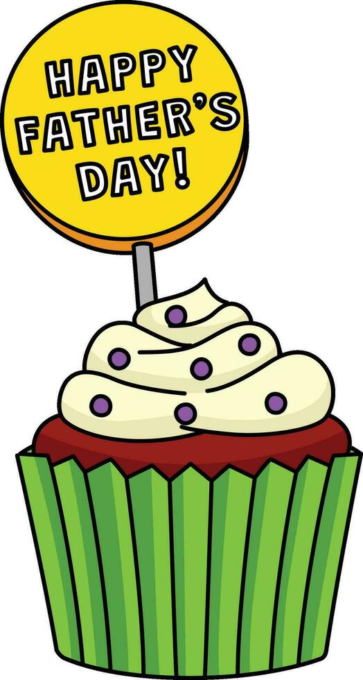 Happy Fathers Day Cake Cartoon Colored Clipart vector