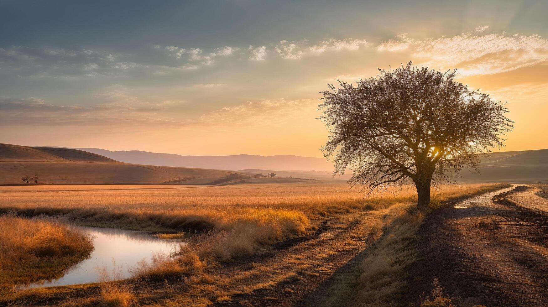 árbol con lado invierno y verano, ai generado foto