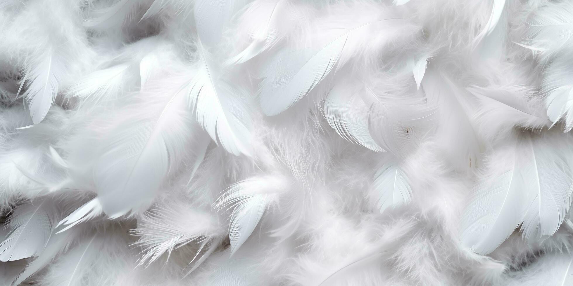 Close up white feathers luxury background, AI Generated photo