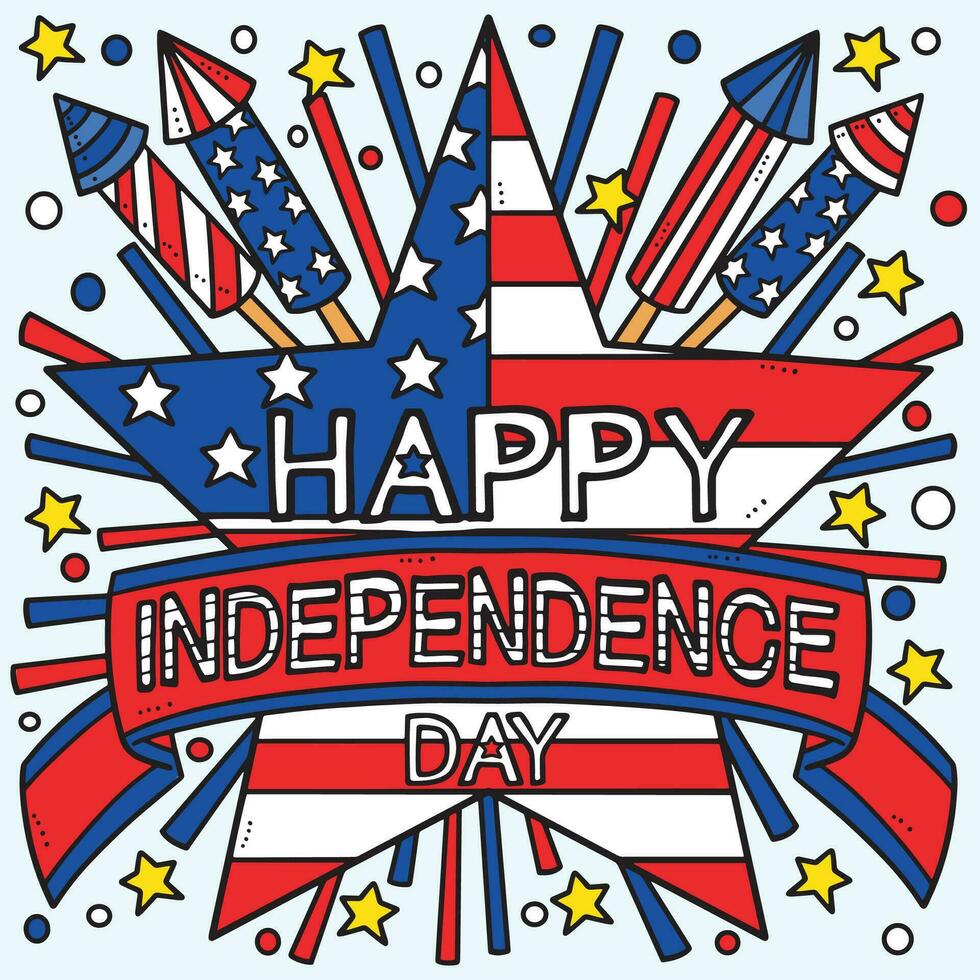 4th Of July Happy Independence Day Colored Cartoon vector