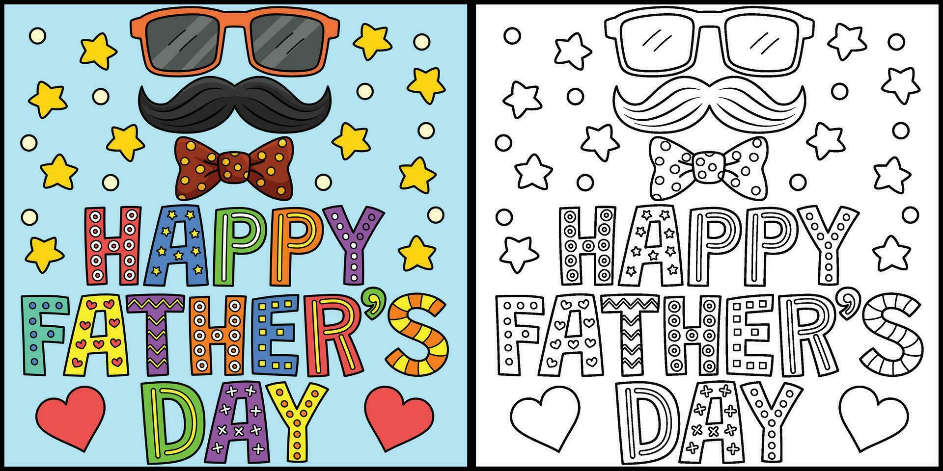 Happy Fathers Day Coloring Page Illustration vector