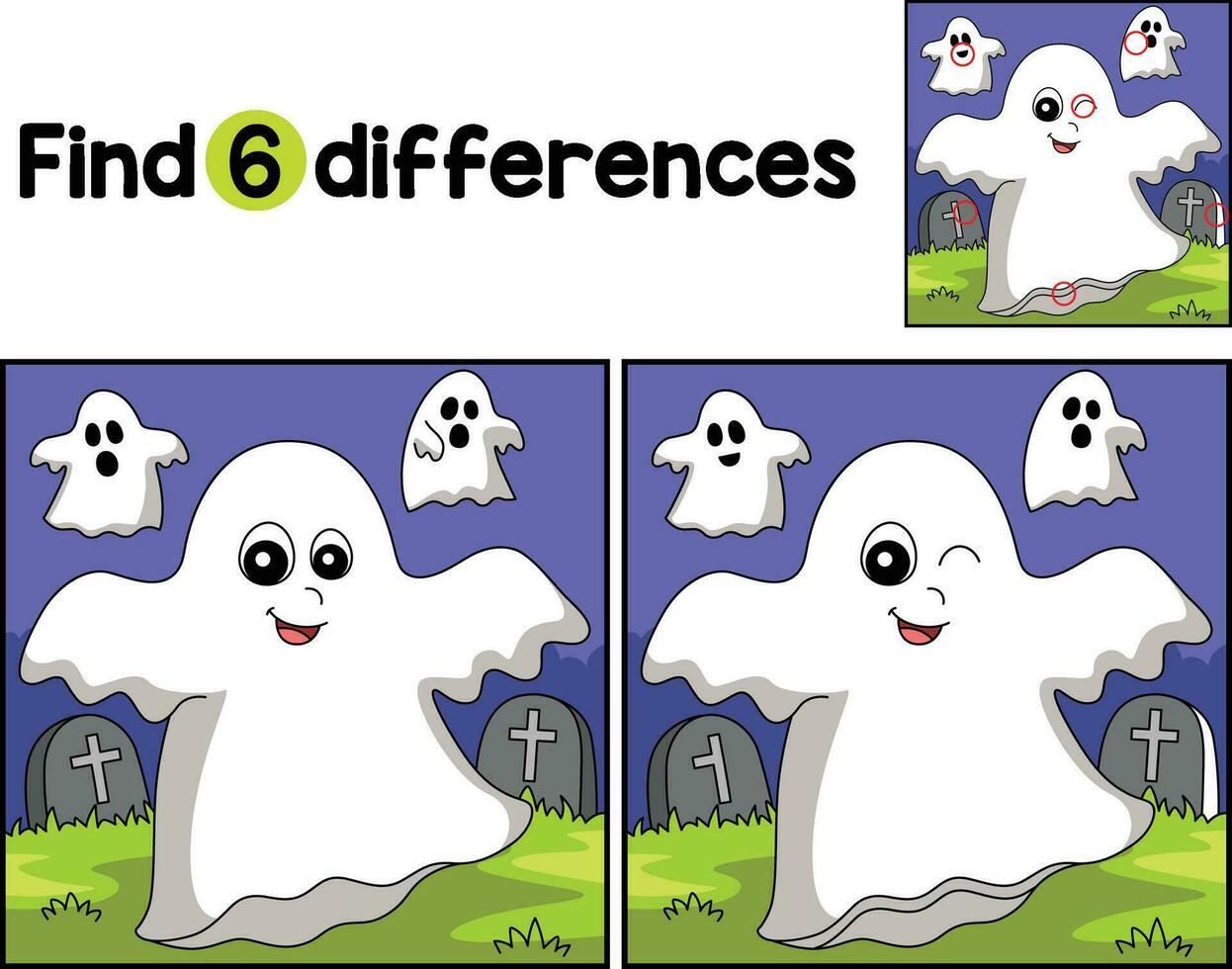 Ghost Halloween Find The Differences vector