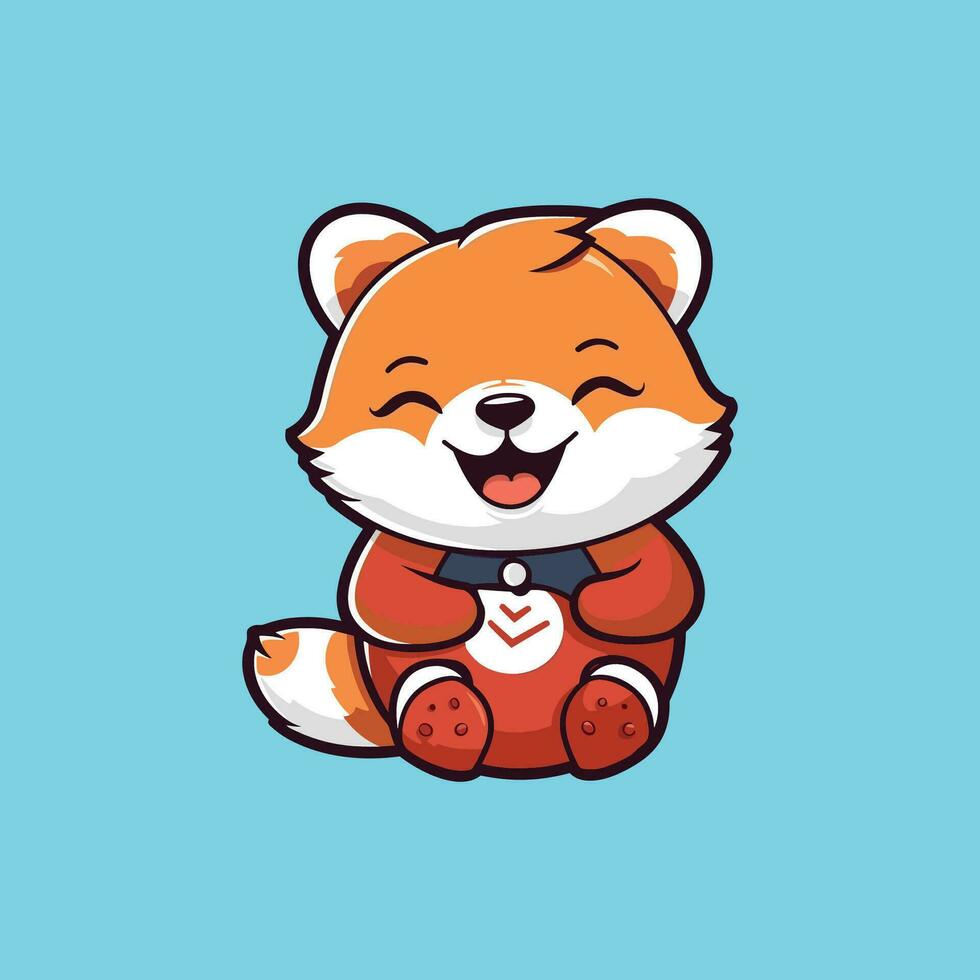 Cute red panda smiling of something cartoon vector