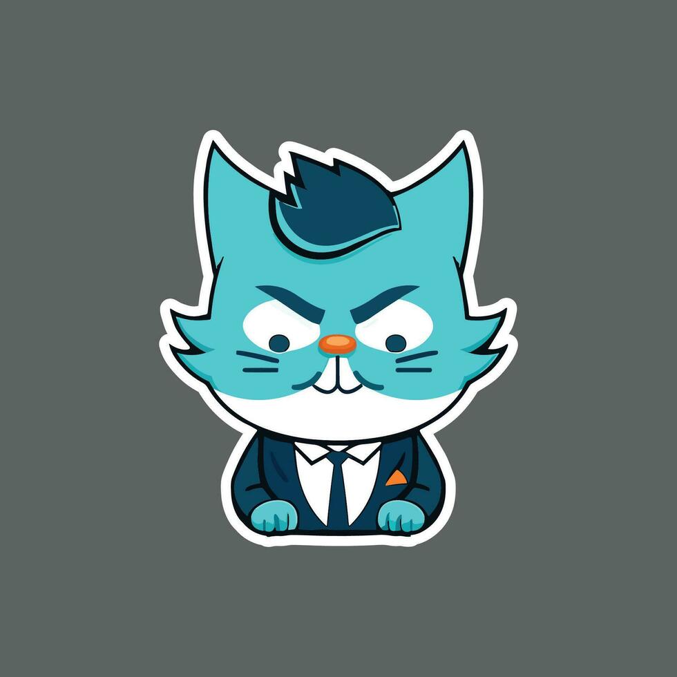 Blue cat mascot vector illustration