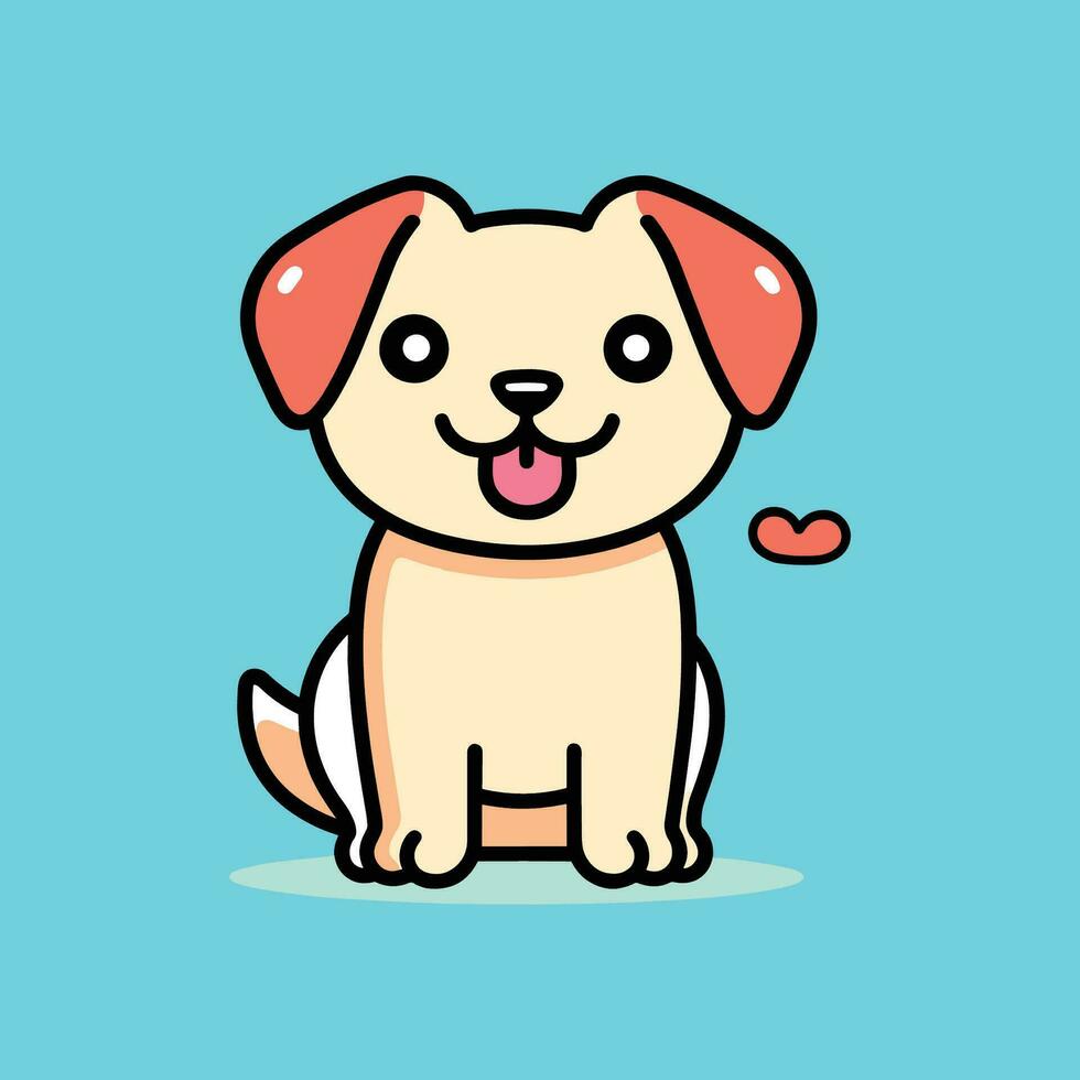 simple kawaii dog sitting vector illustration