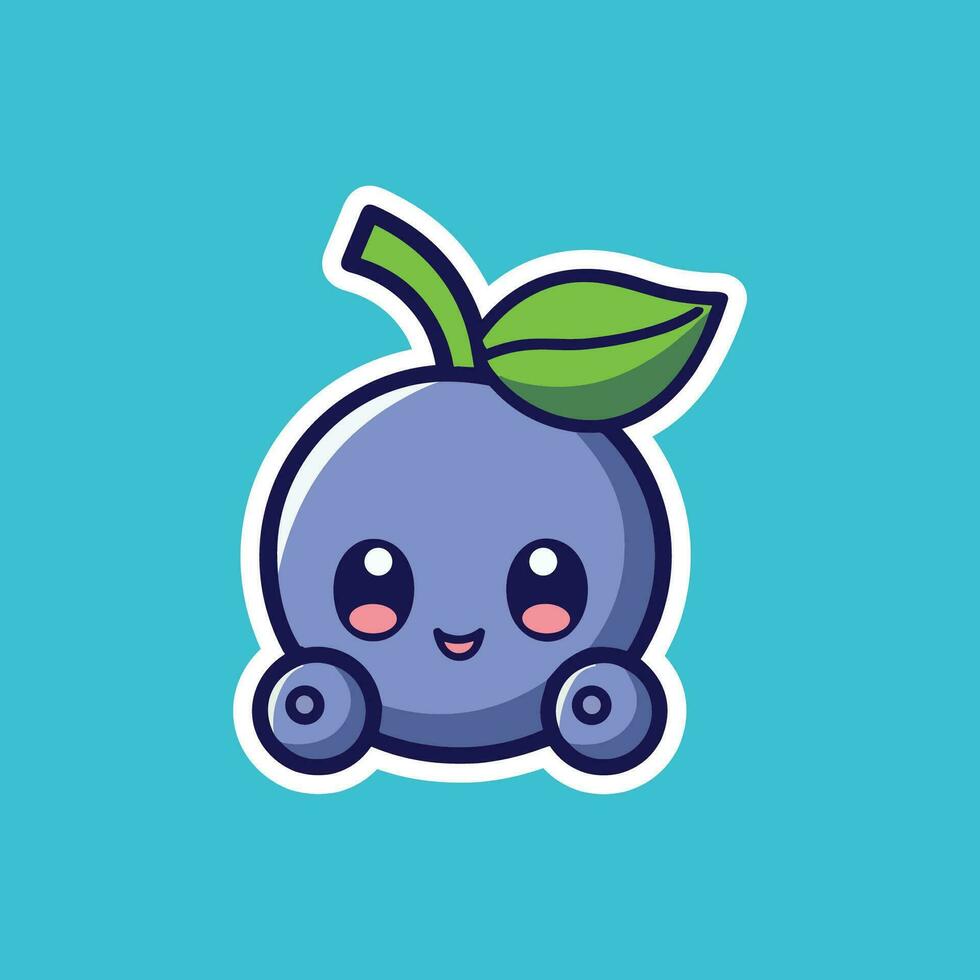 sticker of blueberries character isolated on blue background vector