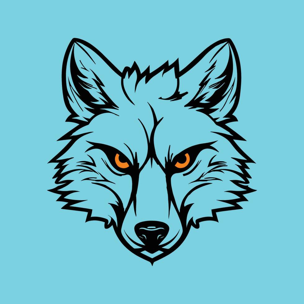 Beautiful wolf head black line tattoo illustration vector