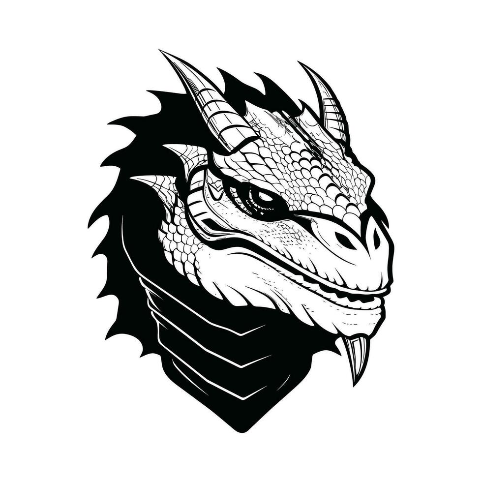 black basilisk head tattoo isolated on white background vector