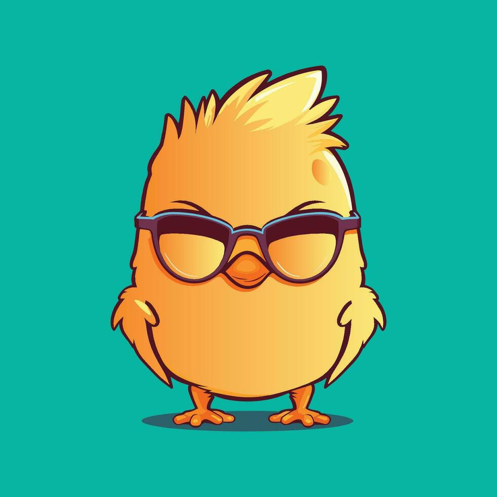 Cute baby chick with a glasses vector