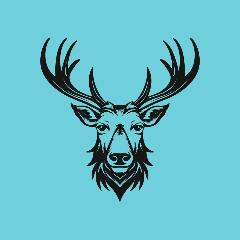 Black deer head vector illustration