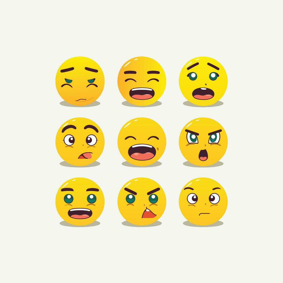 Smiles set of characters cute cartoons vector