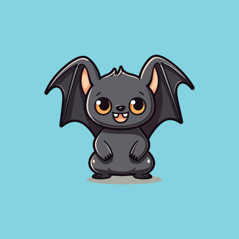 Cute bat standing with spread wings vector