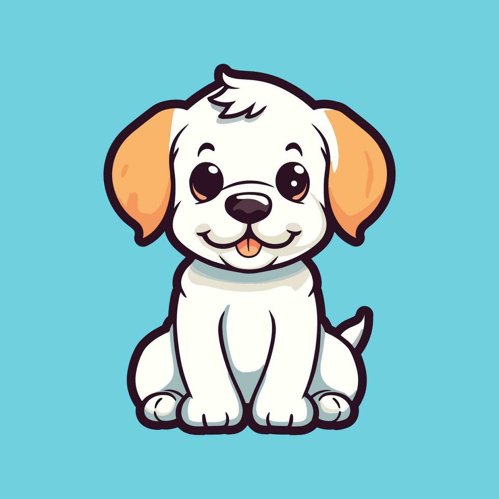 simple puppy cartoon dog on blue background vector