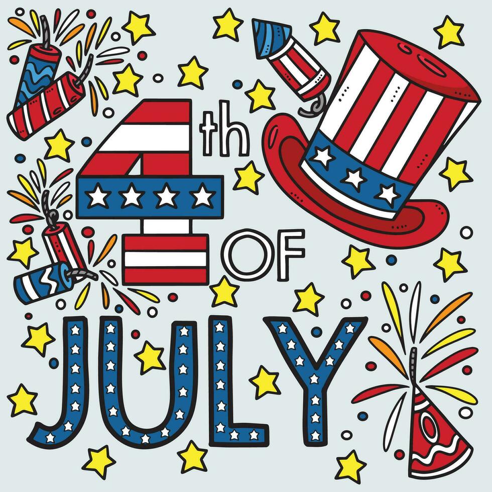 4th Of July Colored Cartoon Illustration vector