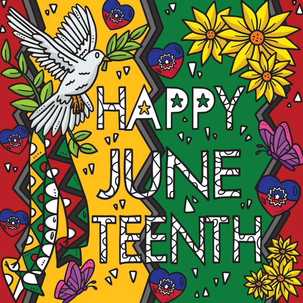 Happy Juneteenth Banner Colored Cartoon vector