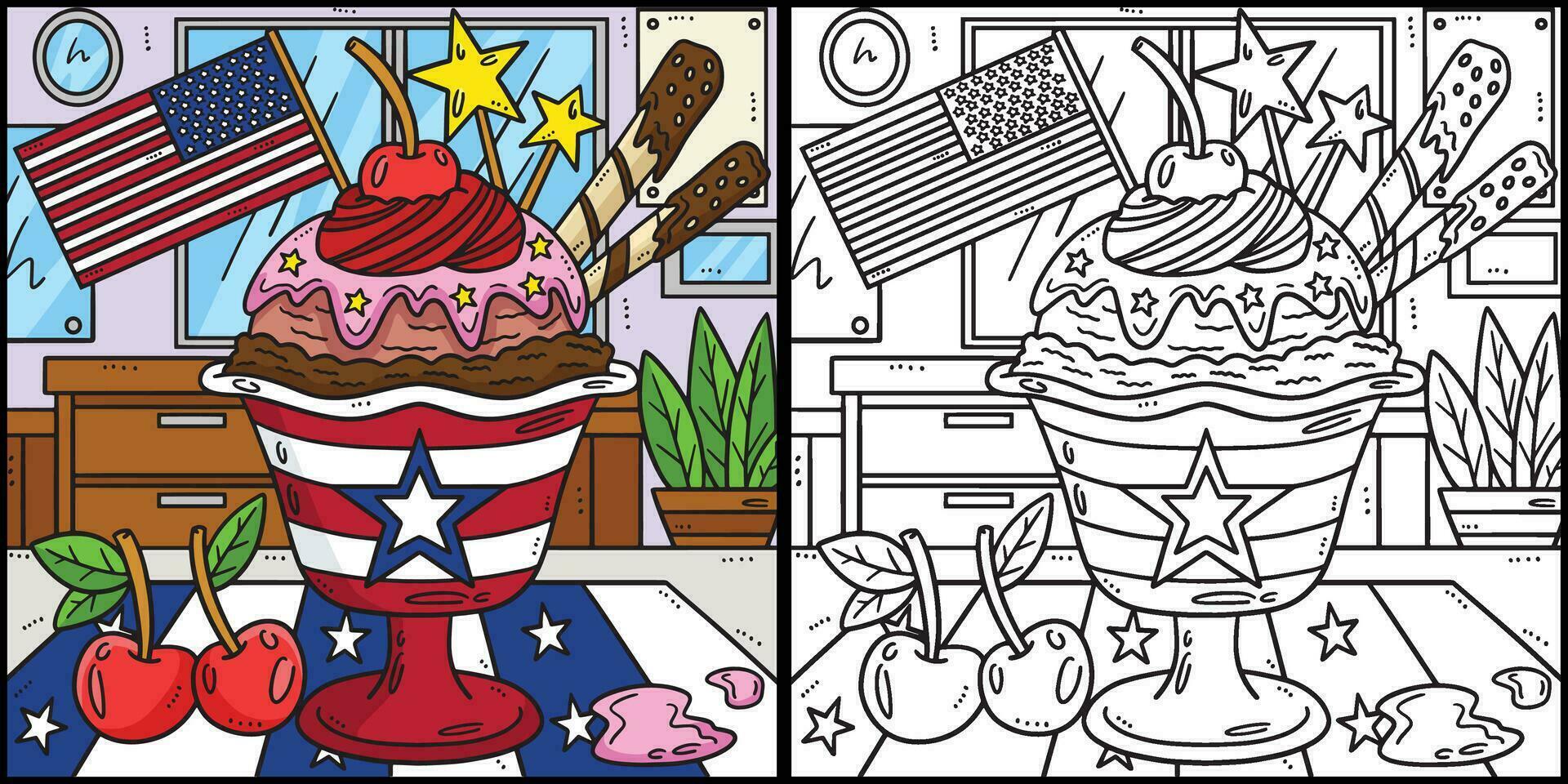 4th Of July Ice Cream Parfait Flag Illustration vector