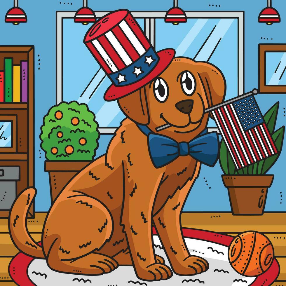 4to de julio patriótico perrito de colores dibujos animados vector