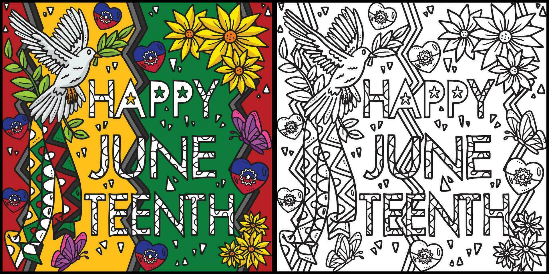 Happy Juneteenth Banner Coloring Page Illustration vector