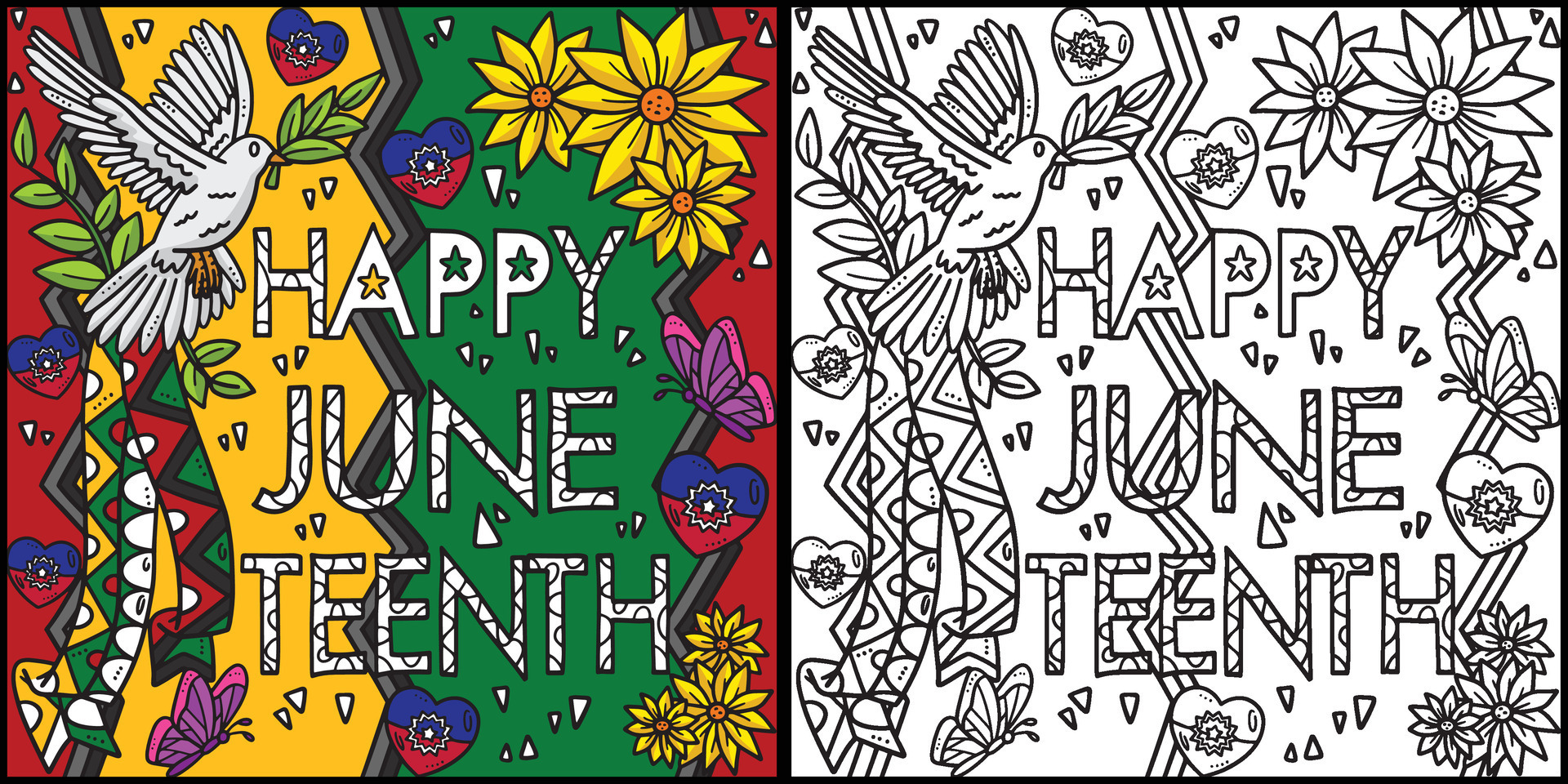 Happy Juneteenth Banner Coloring Page Illustration 25375021 Vector Art