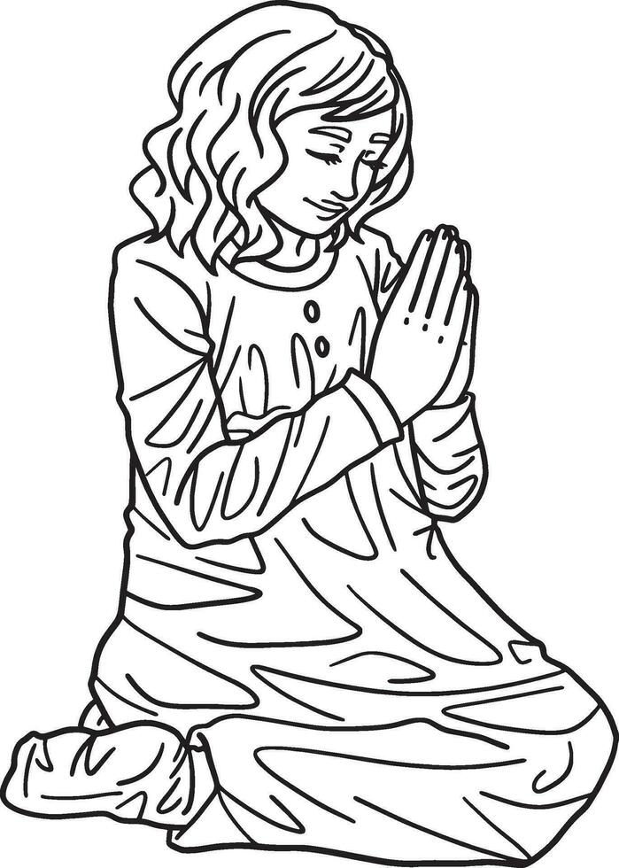 Hanukkah Child Praying Isolated Adults Coloring vector