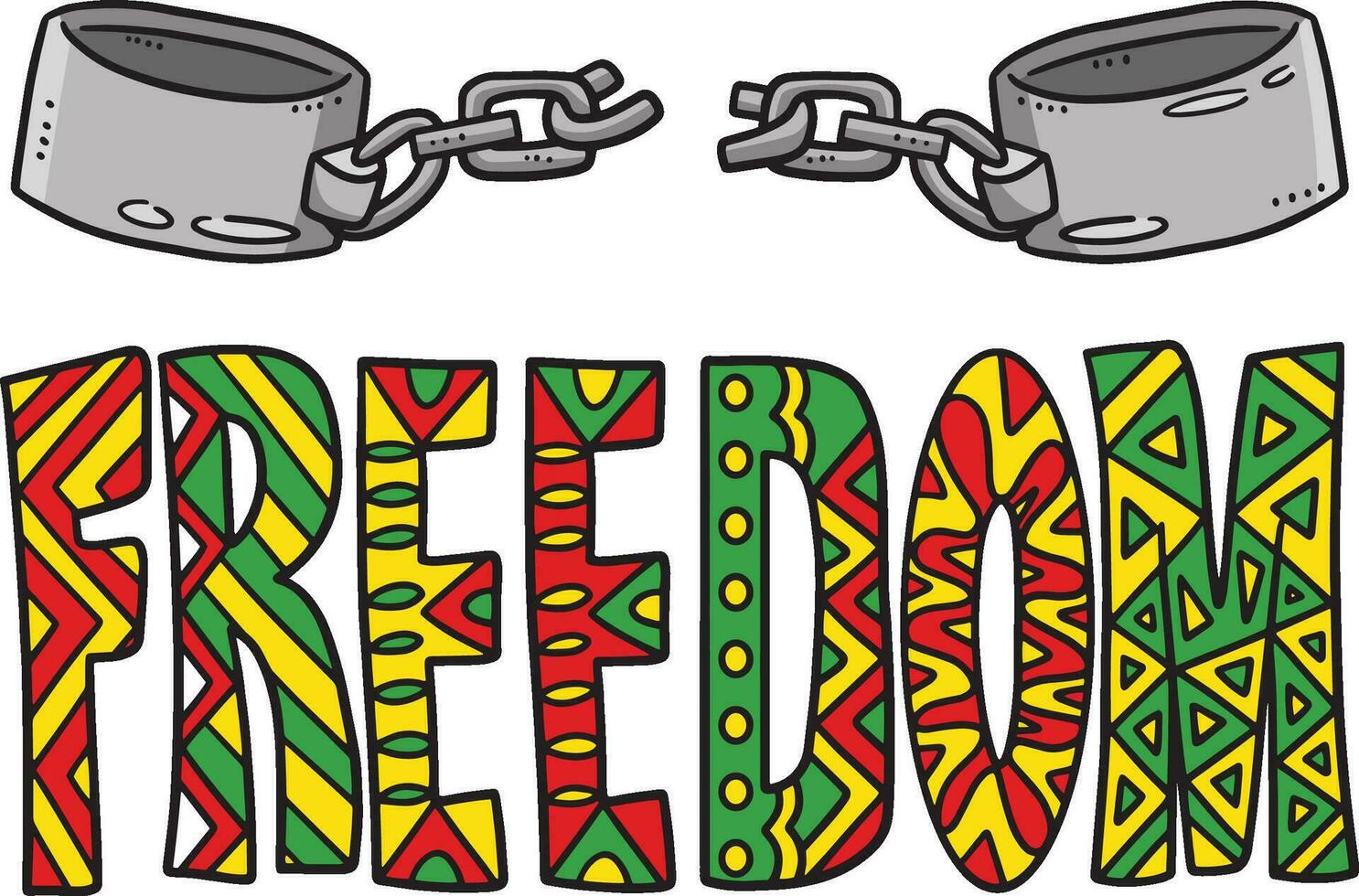 Freedom Broken Shakels Cartoon Colored Clipart vector