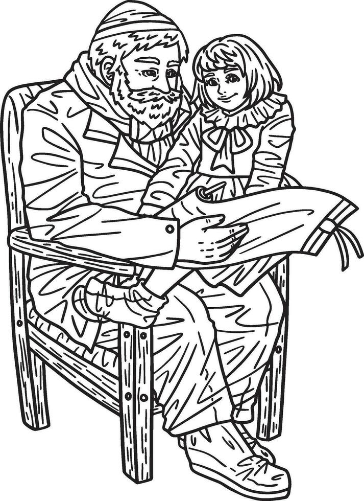 Hanukkah Grandpa and Child Reading Torah Isolated vector