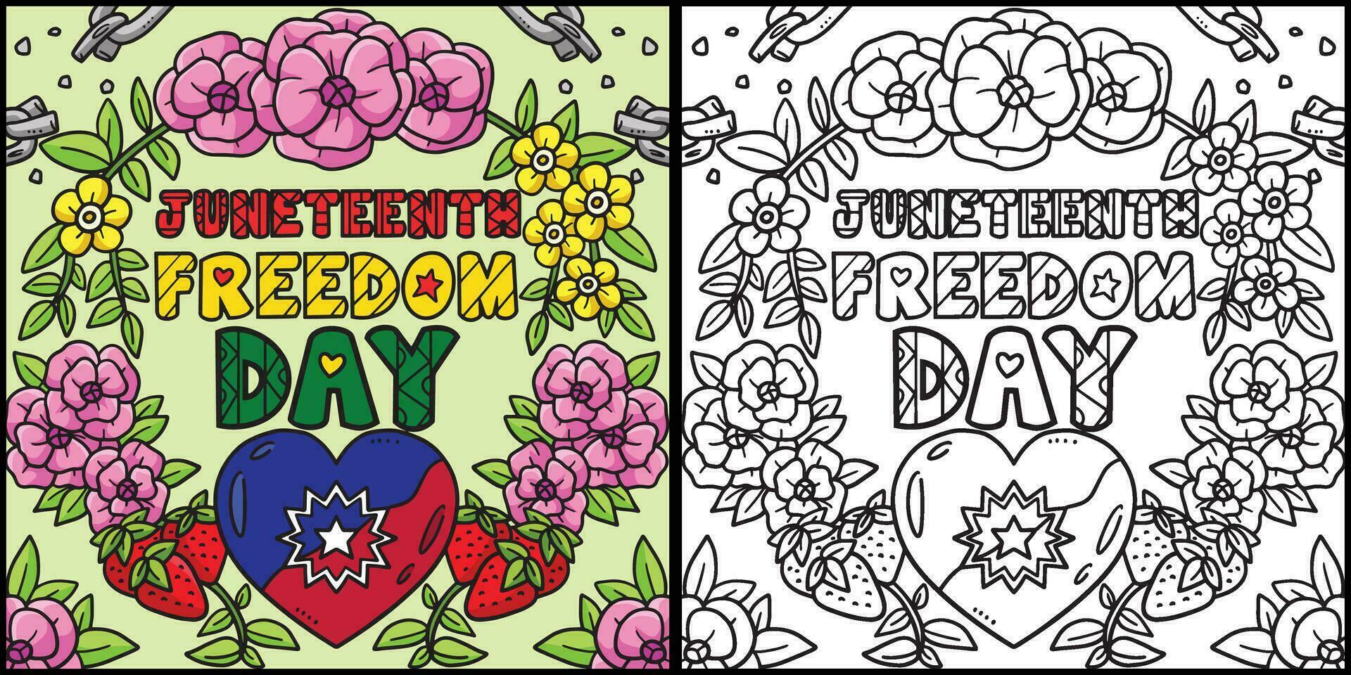 Juneteenth Freedom Day Coloring Page Illustration vector