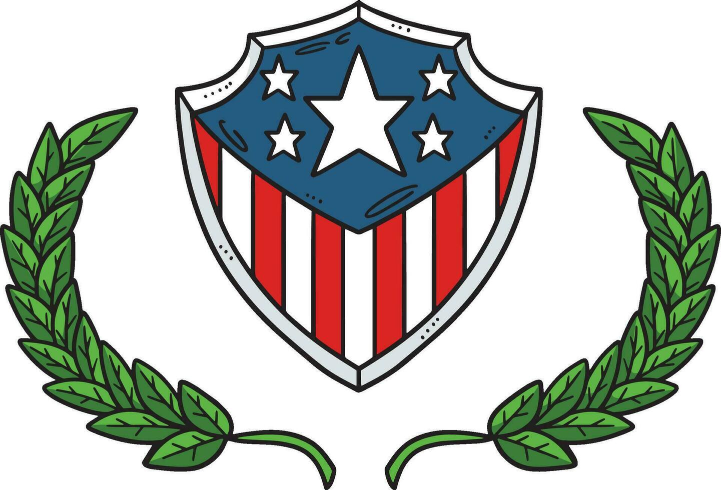 Shield Star Stripes and Laurel Wreath Clipart vector