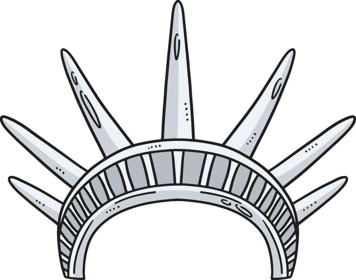 Statue of Liberty Crown Cartoon Colored Clipart vector