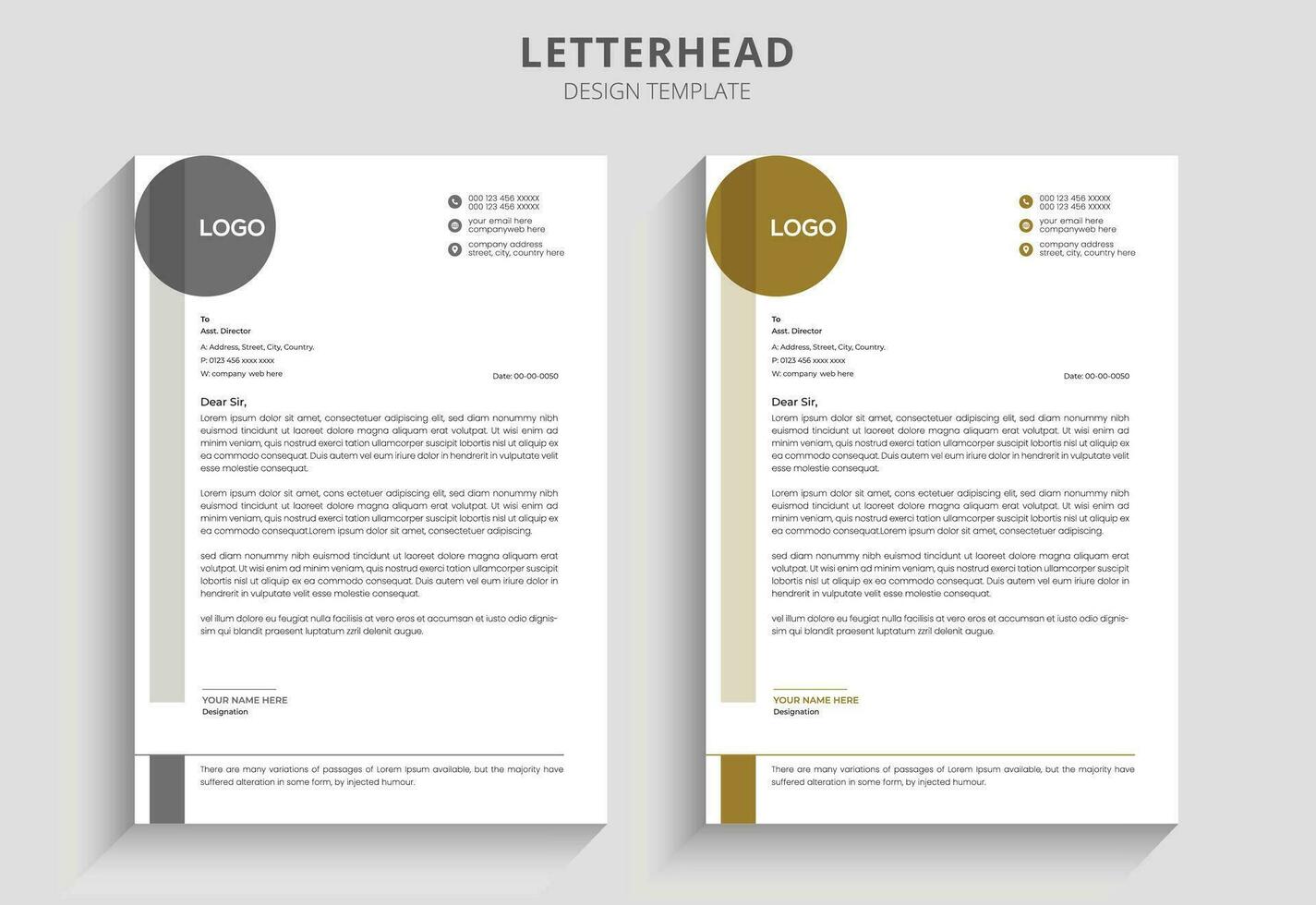 Professional corporate simple business letterhead design with Gradient luxury letterhead business document and Modern business company letterhead template, vector