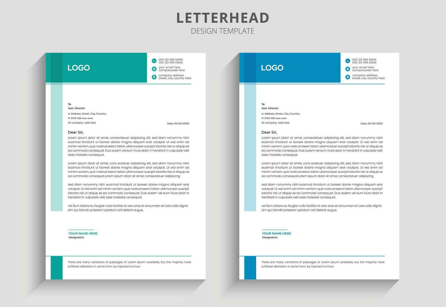 Professional corporate simple business letterhead design with Gradient luxury letterhead business document and Modern business company letterhead template, vector