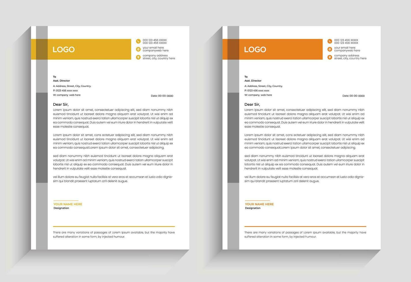 Professional corporate simple business letterhead design with Gradient luxury letterhead business document and Modern business company letterhead template, vector
