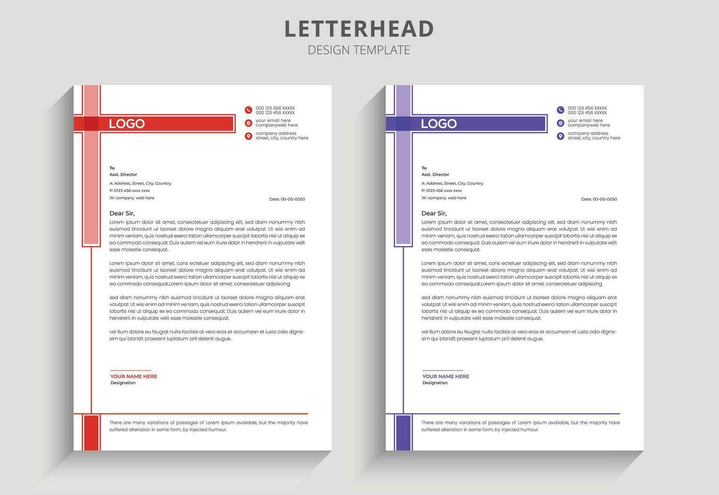 Professional corporate simple business letterhead design with Gradient luxury letterhead business document and Modern business company letterhead template, vector