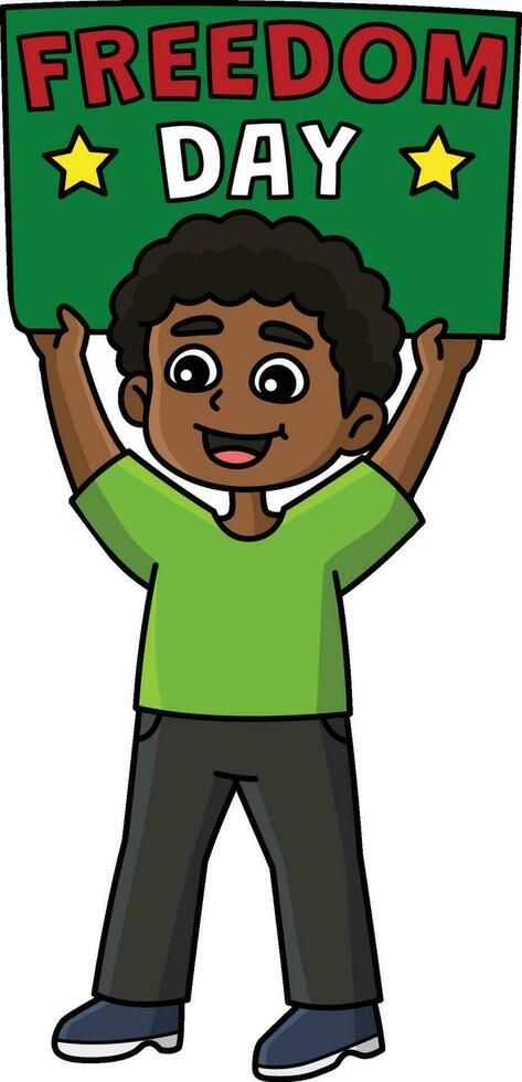 Boy with Juneteenth Freedom Day Cartoon Clipart vector