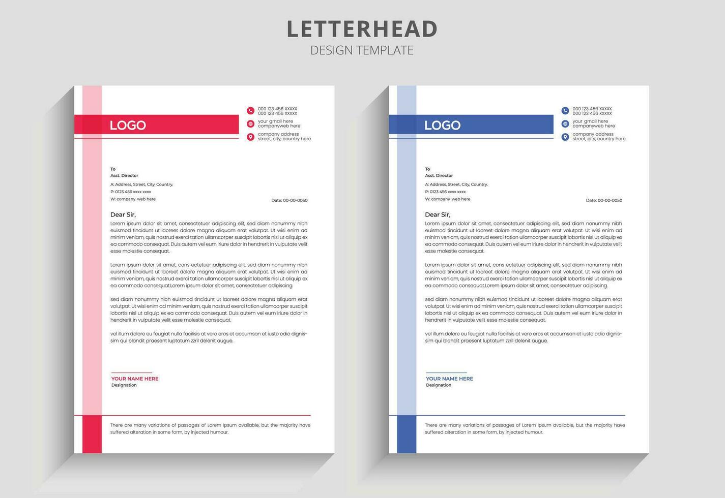 Professional corporate simple business letterhead design with Gradient luxury letterhead business document and Modern business company letterhead template, vector